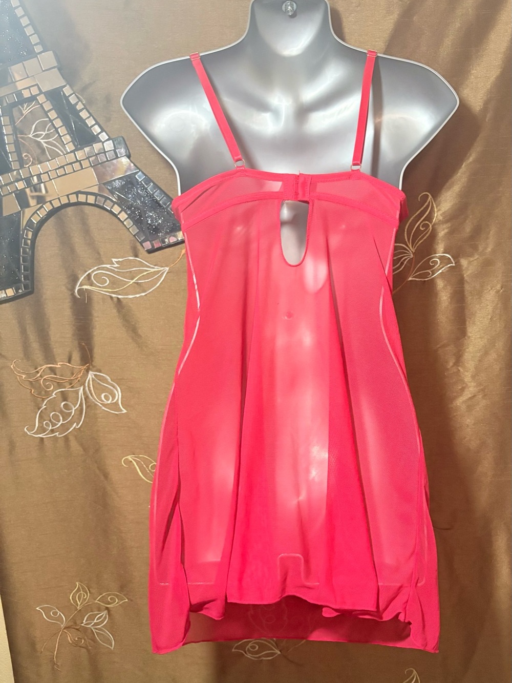 Marilyn Monroe Red Lace Babydoll Nightgown Push-Up Sleepwear Size M - Picture 2 of 3